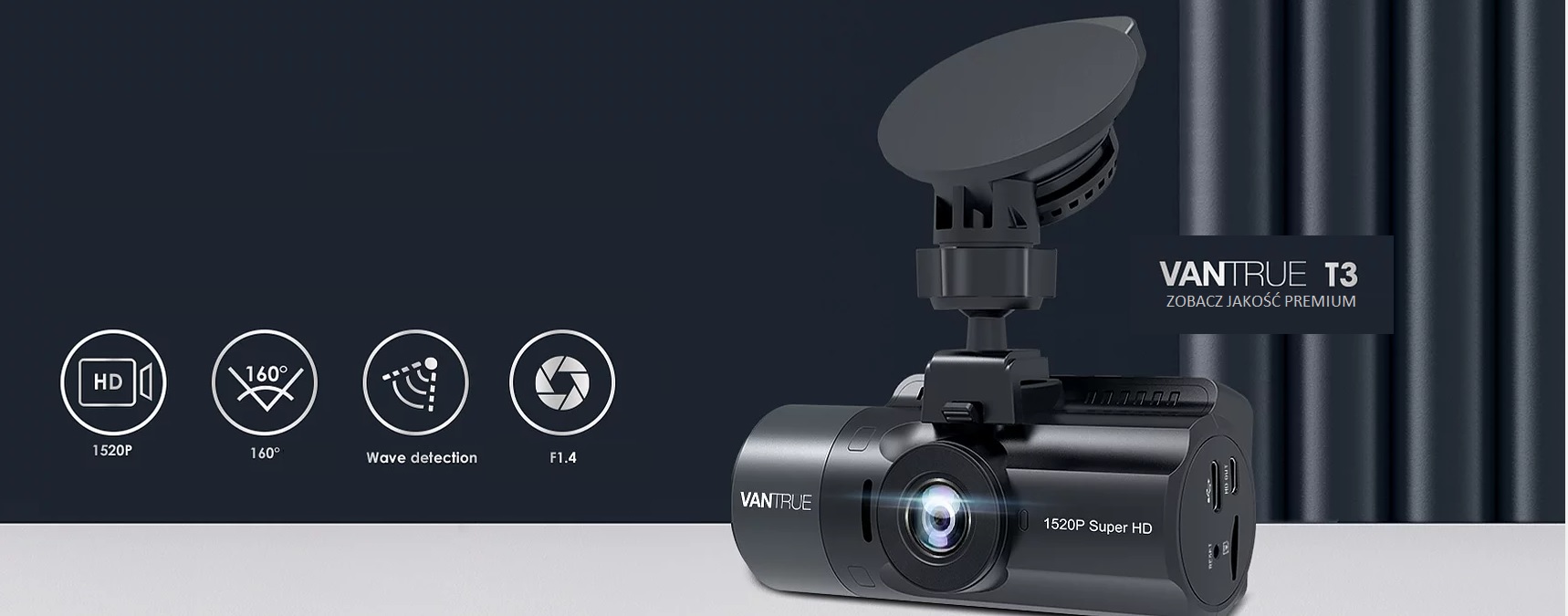 Vantrue T3 posiada ultrawydajny procesor Sony IMX 335, który jest jednocześniej energooszczędny. Jasność przedniego obiektywu F 1.4 (im mniejszy parametr tym lepiej dla nocnych nagrań) oraz tryb HDR gwarantuje wysoką szczegółowość nagrywanego obrazu.